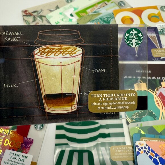 Lot of 24 Starbucks Cards 2015 to 2019 Year of The Monkey & Dog Braille– NICE! - Picture 9 of 12